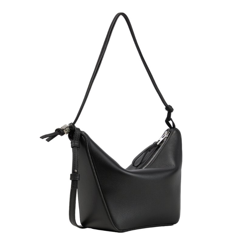 【LOEWE 羅威】Mini Hammock Hobo 迷你 經典小牛皮 肩背包 腋下包 吊床包 黑色-2