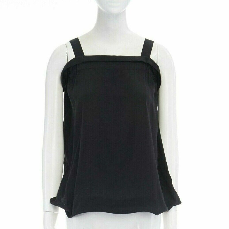 YOHJI YAMAMOTO black silk ruched bustline zip hem transformable top