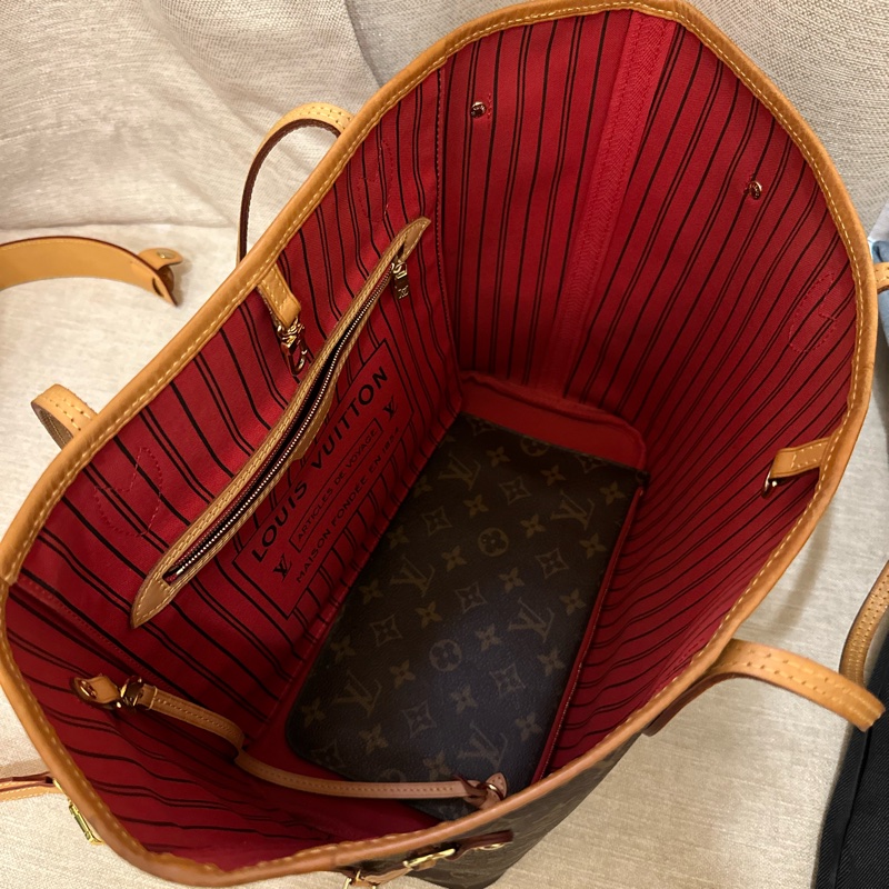 Louis Vuitton neverfull 中號 經典紅色內裡(附內膽包、背帶、減壓帶)-11