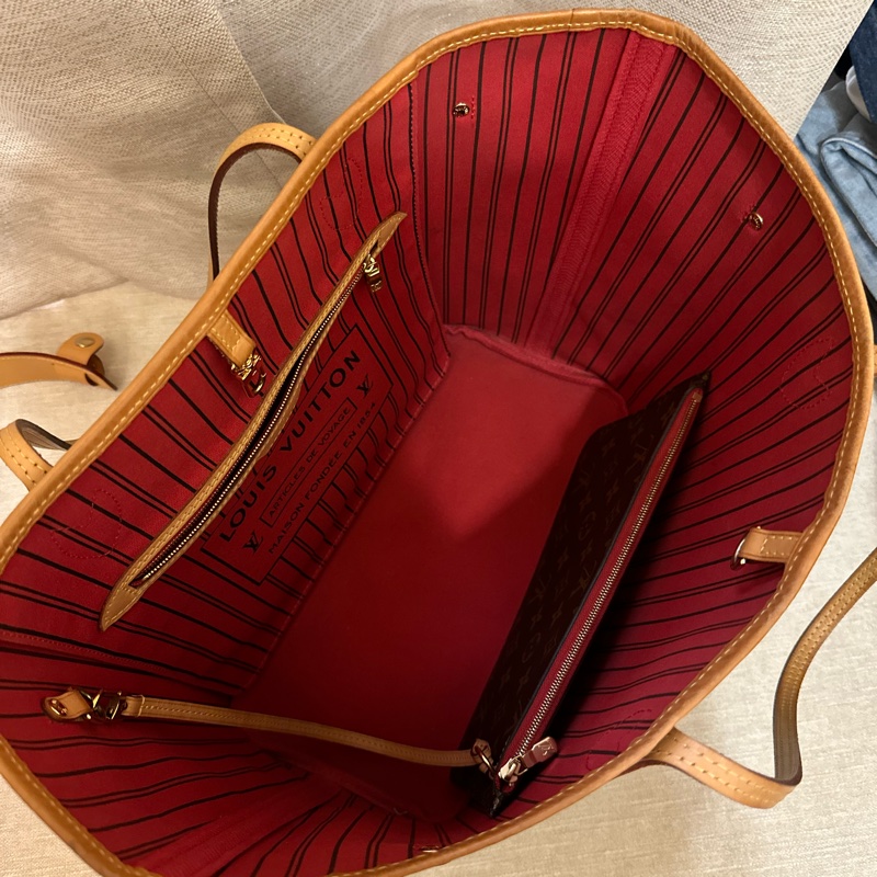 Louis Vuitton neverfull 中號 經典紅色內裡(附內膽包、背帶、減壓帶)-12