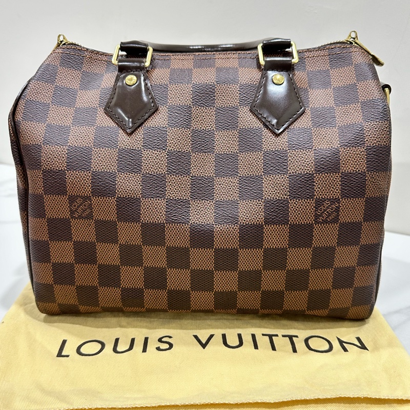 LV棋盤格speedy25公分背帶款-1