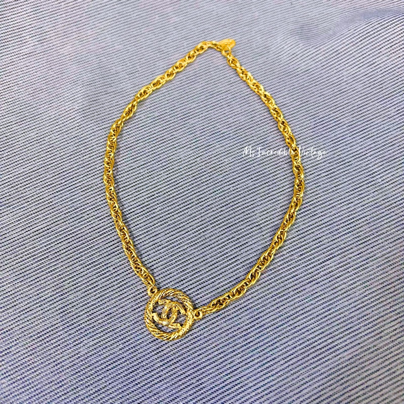 罕見Chanel金色麻花Choker頸鏈-8
