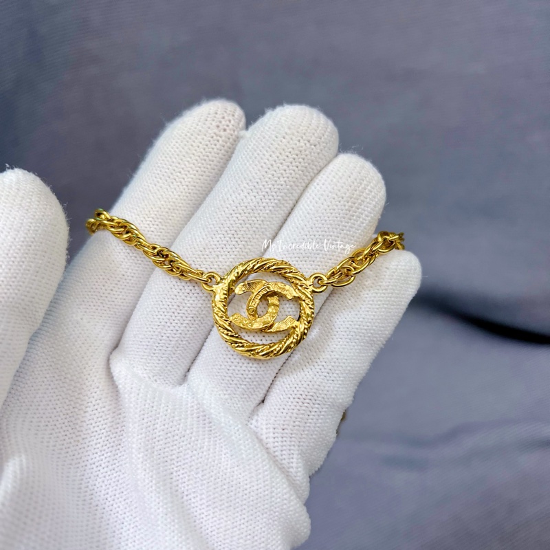 罕見Chanel金色麻花Choker頸鏈-3