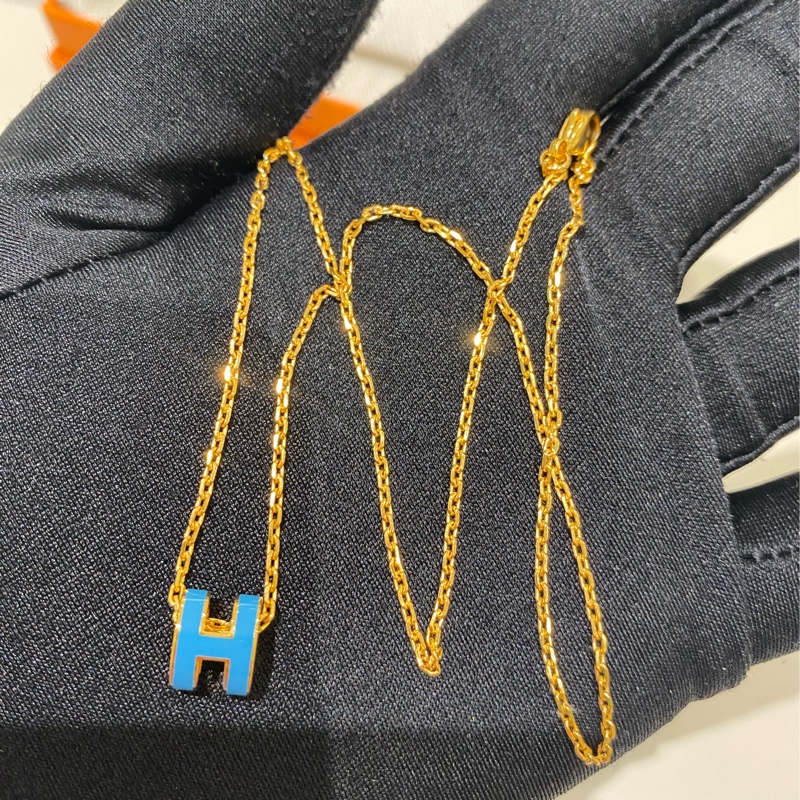 Hermes Mini Pop H Necklace愛馬仕迷你H藍色項鍊-12