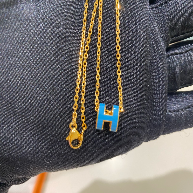 Hermes Mini Pop H Necklace愛馬仕迷你H藍色項鍊-13