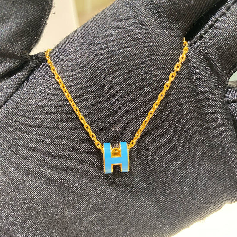 Hermes Mini Pop H Necklace愛馬仕迷你H藍色項鍊-25