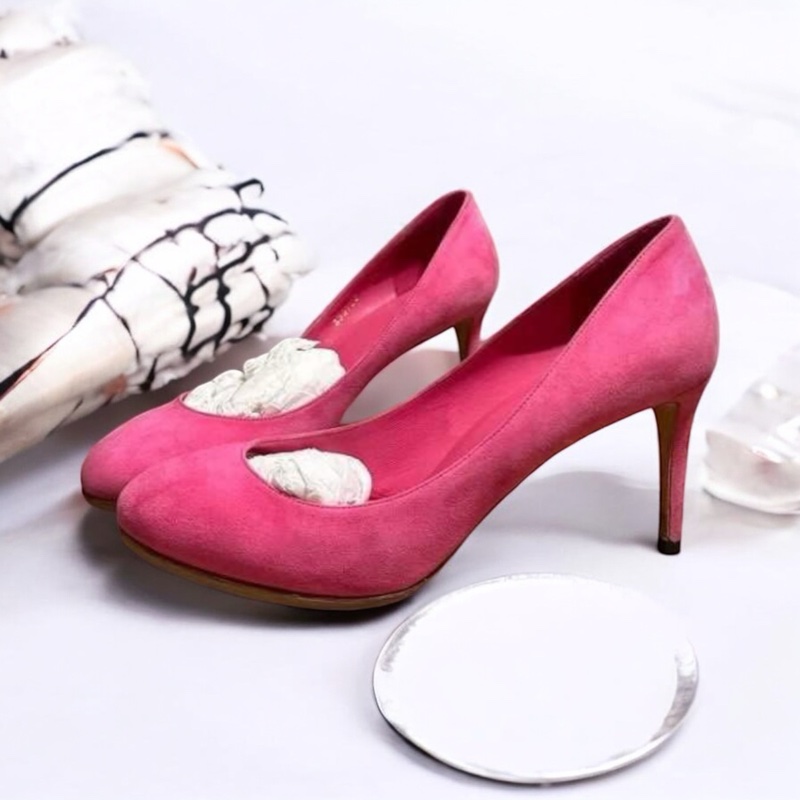 Gucci 芭比粉紅麂皮高跟鞋 粉紅芭比高跟鞋 37.5-3