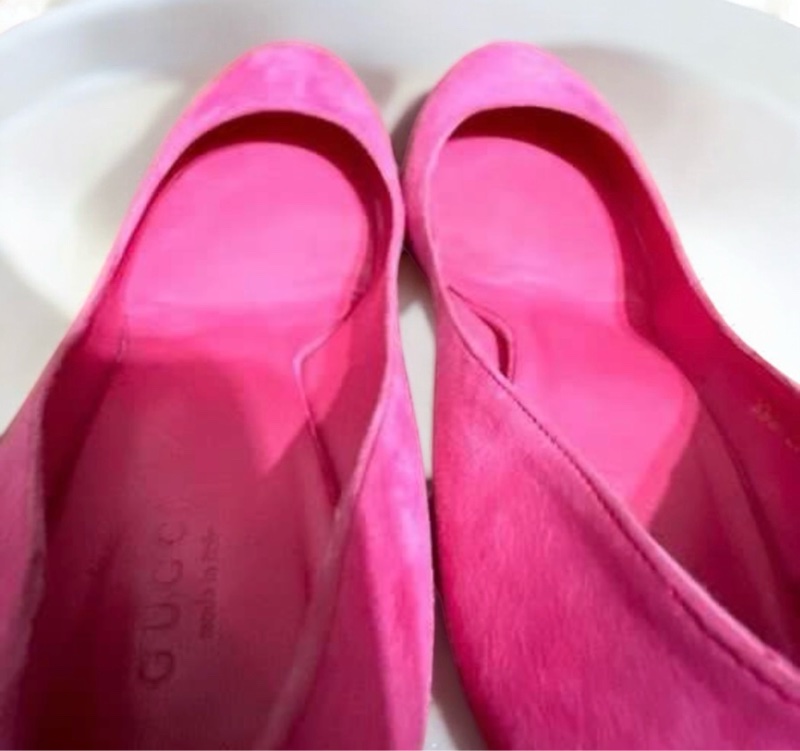 Gucci 芭比粉紅麂皮高跟鞋 粉紅芭比高跟鞋 37.5-6