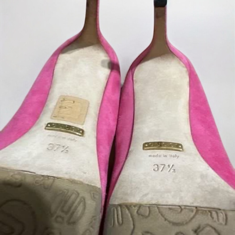 Gucci 芭比粉紅麂皮高跟鞋 粉紅芭比高跟鞋 37.5-9