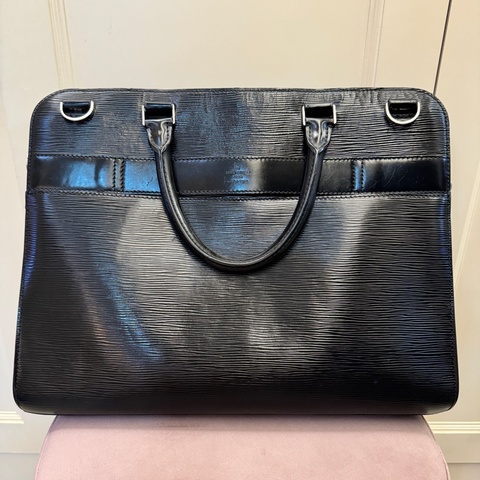 真品LOUIS VUITTON LV中性水波紋厚磅真牛皮商 務包 公事包 手提包 斜背包