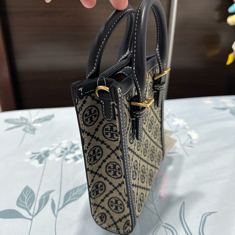 Tory Burch T Monogram 專櫃款 經典藍老花 琴譜包 全新未揹 小巧可愛又時尚-2