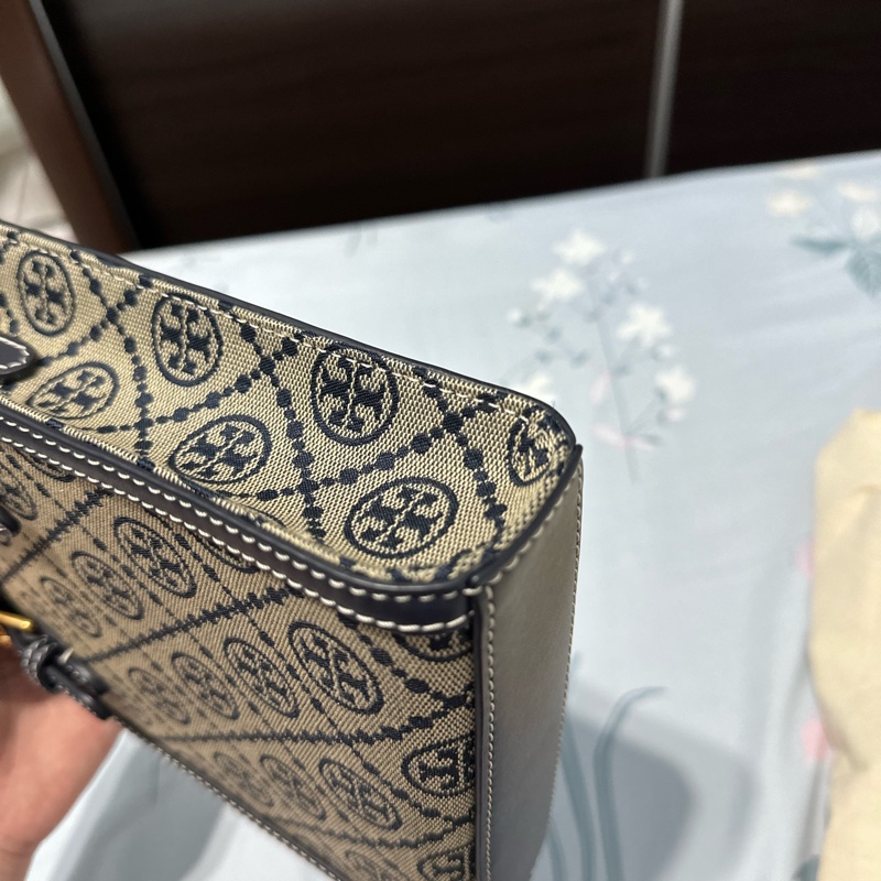 Tory Burch T Monogram 專櫃款 經典藍老花 琴譜包 全新未揹 小巧可愛又時尚-12