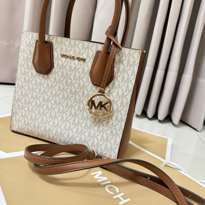 Michael Kors Mercer 9成新 中號老花拼色風琴包-0