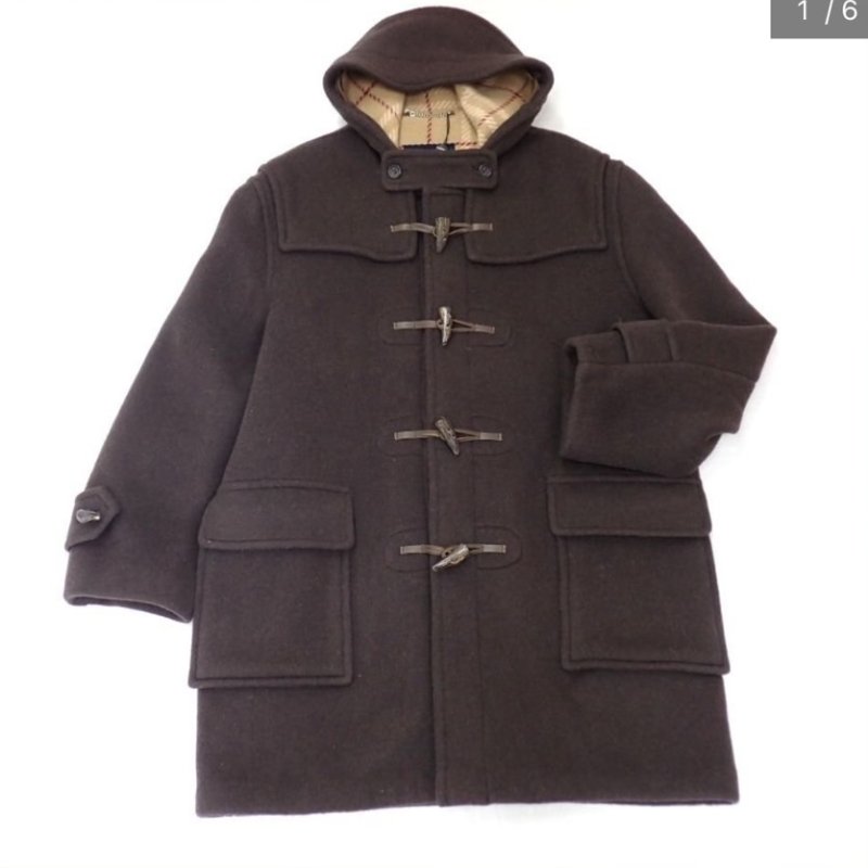 BURBERRY綿羊毛深棕色牛角扣大衣(男款) + BURBERRY灰色格紋羔羊毛圍巾✨-0