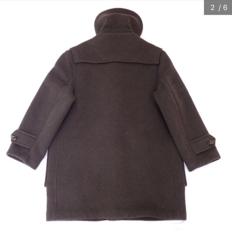 BURBERRY綿羊毛深棕色牛角扣大衣(男款) + BURBERRY灰色格紋羔羊毛圍巾✨-1