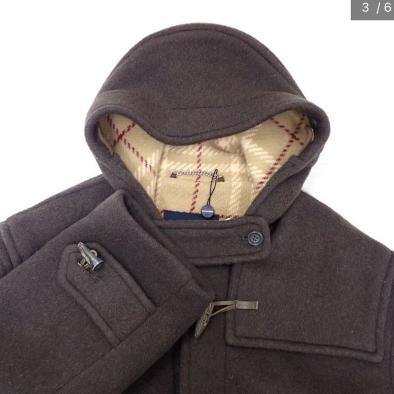 BURBERRY綿羊毛深棕色牛角扣大衣(男款) + BURBERRY灰色格紋羔羊毛圍巾✨-2