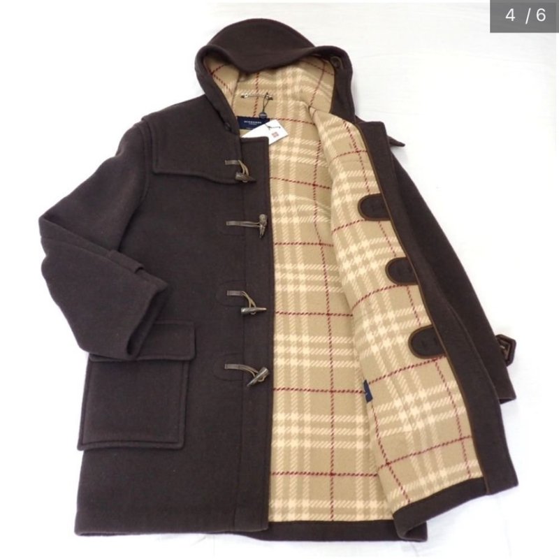 BURBERRY綿羊毛深棕色牛角扣大衣(男款) + BURBERRY灰色格紋羔羊毛圍巾✨-3