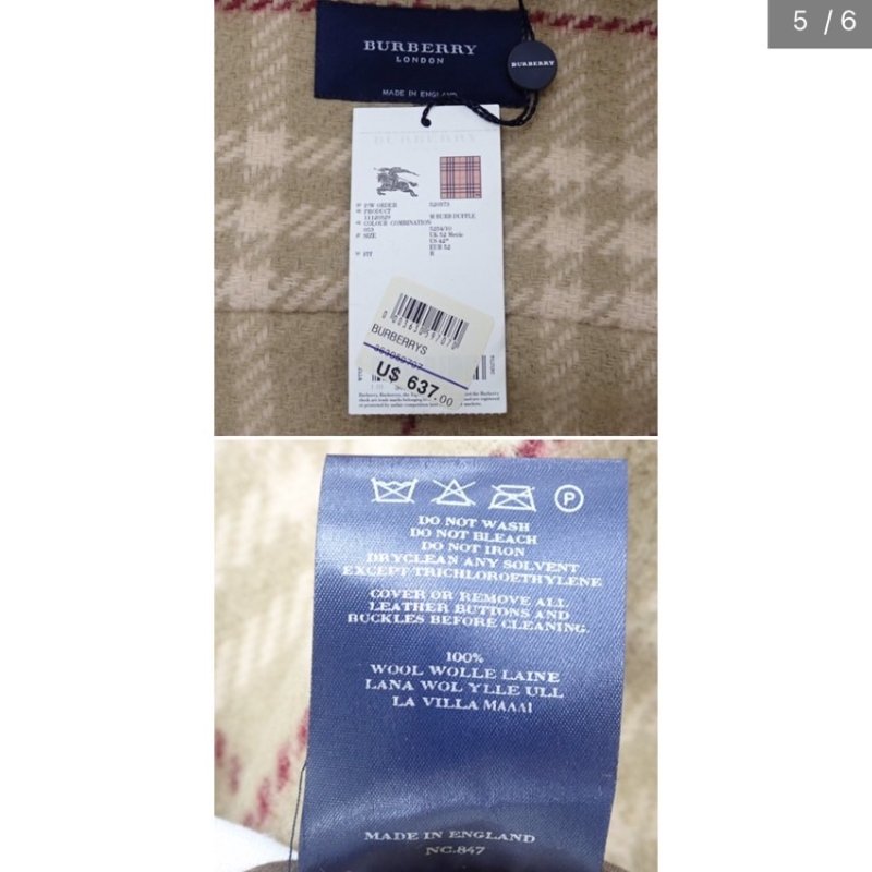 BURBERRY綿羊毛深棕色牛角扣大衣(男款) + BURBERRY灰色格紋羔羊毛圍巾✨-4