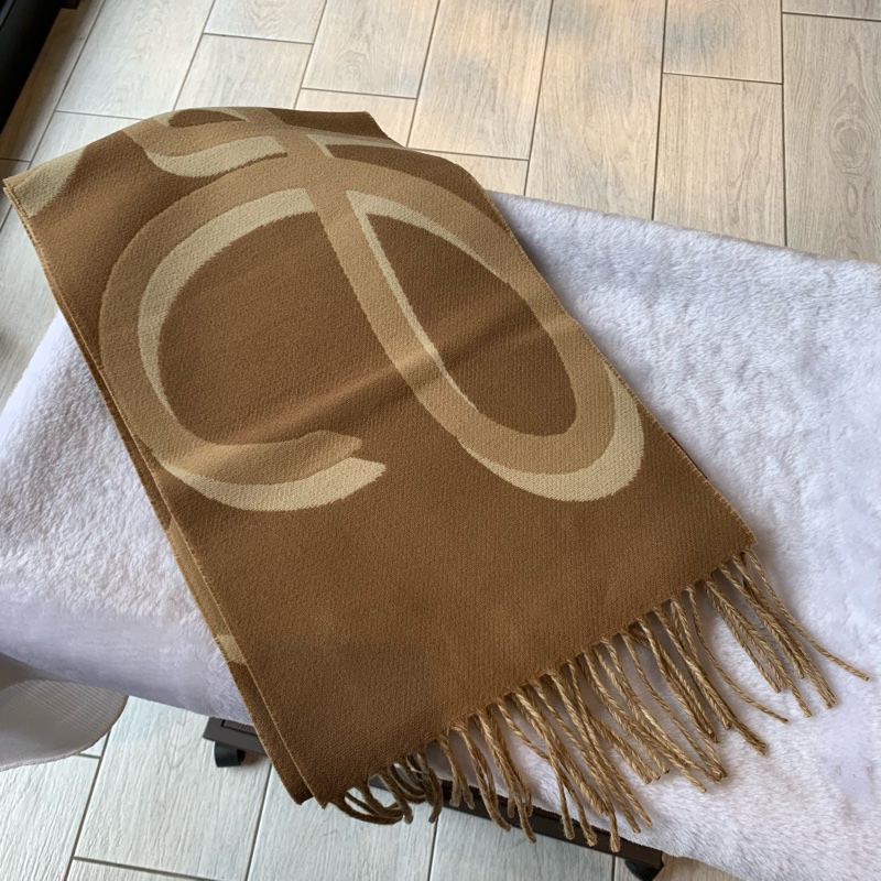 Loewe Anagram 緹花標誌雙面羊毛及羊絨圍巾(駝色)-0