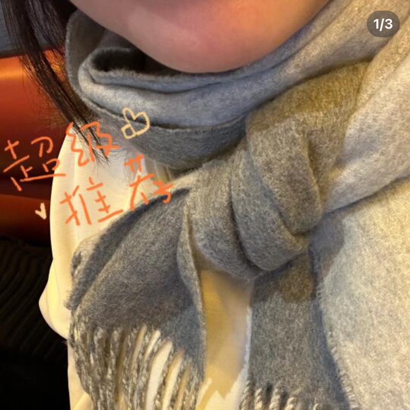 現貨商品 全新商品 專櫃購證 Hermes 經典雙面灰色圍巾 Double Face 圍巾 100% 羊絨披肩-8