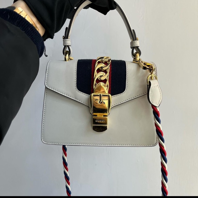 Gucci Sylvie 小號 白色 塞爾維亞 手柄款-1