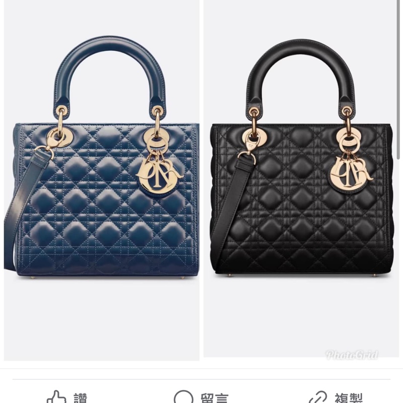 DIOR Lady Dior 中號 五格小羊皮兩用手提黛妃包 海軍藍/深藍-13