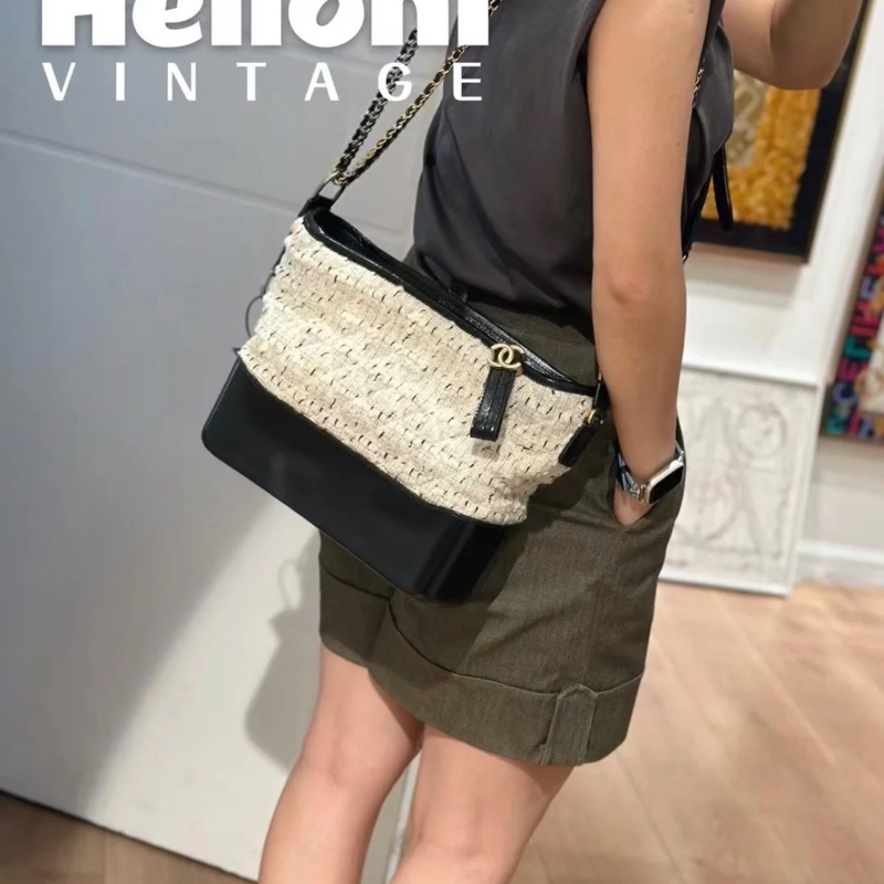 Chanel 中號 粗花毛呢流浪包-15