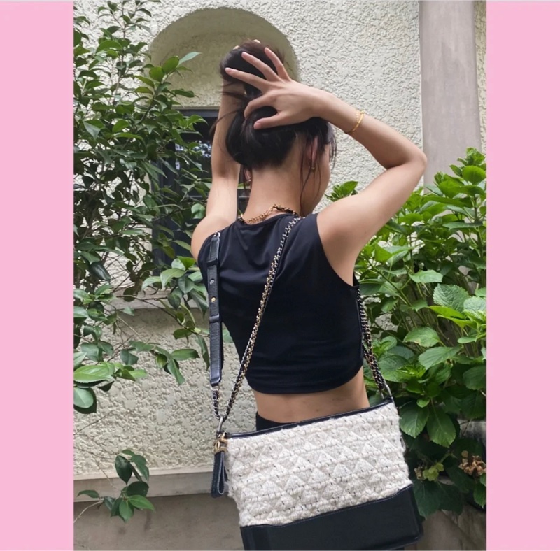 Chanel 中號 粗花毛呢流浪包-16