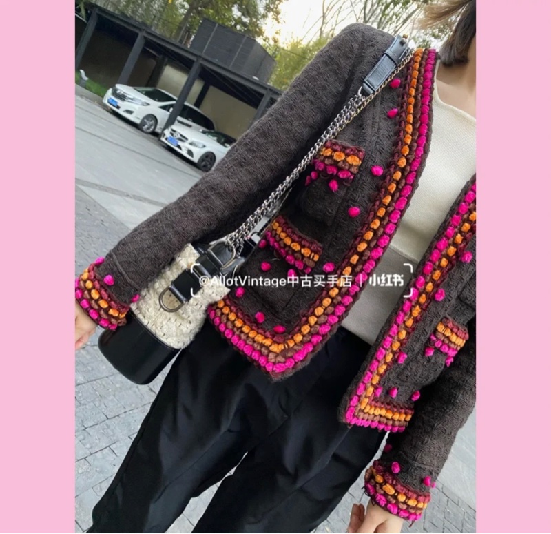 Chanel 中號 粗花毛呢流浪包-17