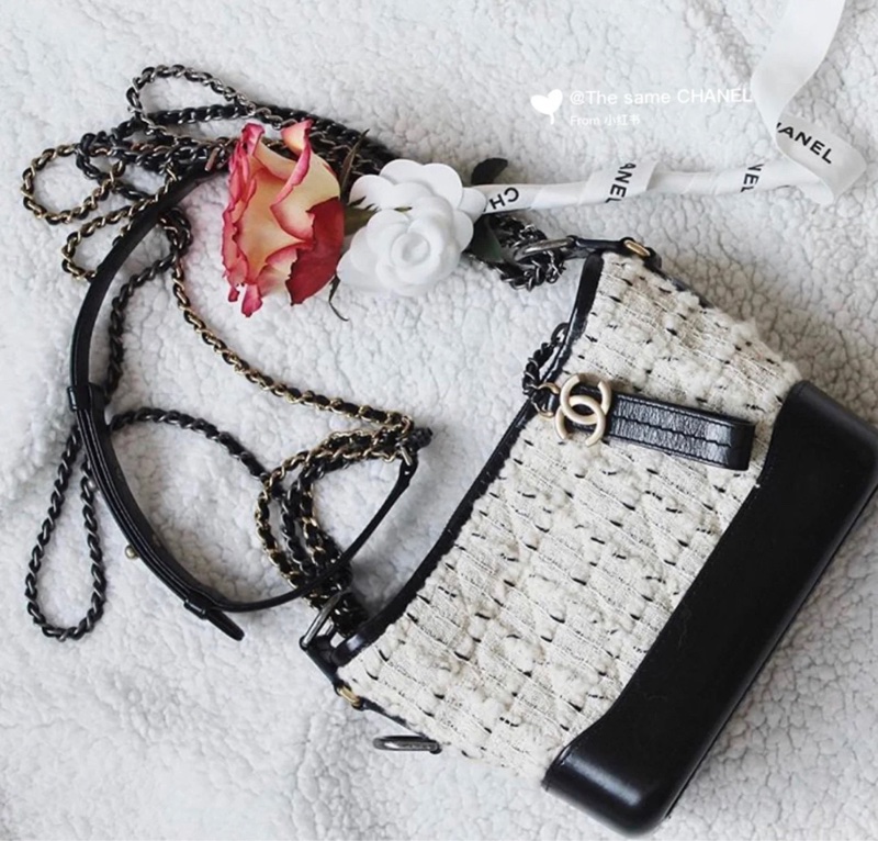 Chanel 中號 粗花毛呢流浪包-18