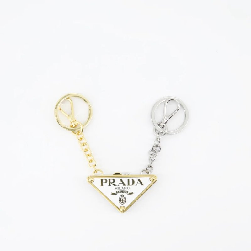 Prada 1PP026 倒三角標2個一組鑰匙圈/環 黑白雙色《佳節折扣》-2