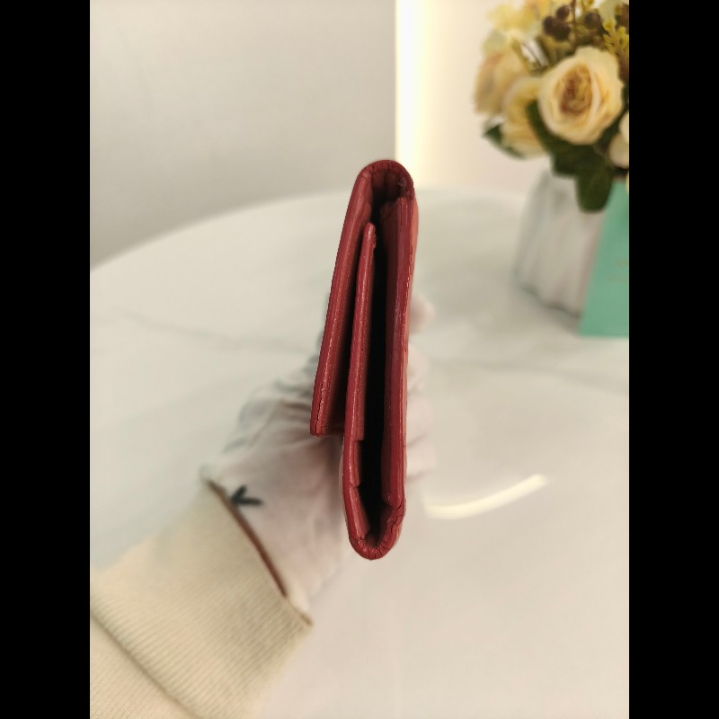 TK0818 Miu Miu 繆繆鴕鳥皮短錢包粉bu紅色 Pink Short Wallet Ostrich Skin-11