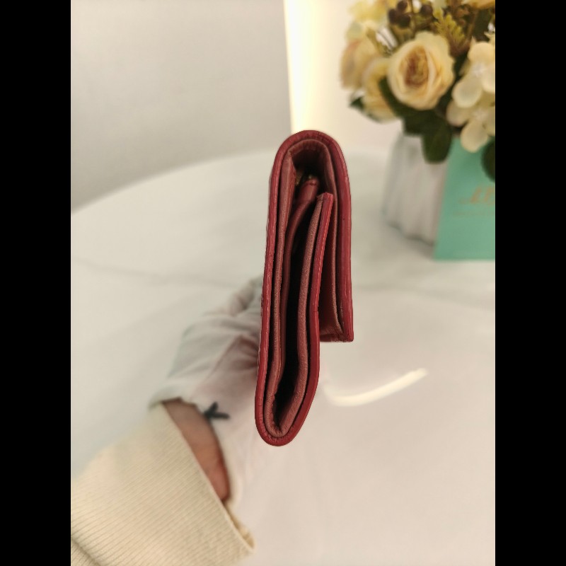 TK0818 Miu Miu 繆繆鴕鳥皮短錢包粉bu紅色 Pink Short Wallet Ostrich Skin-13