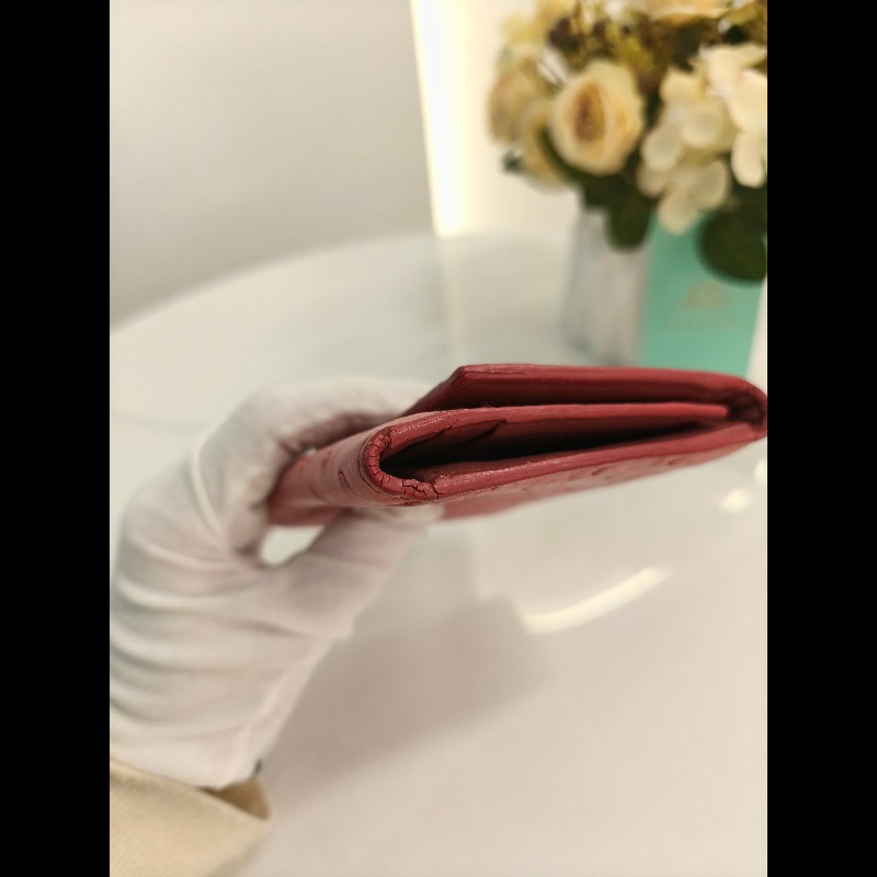 TK0818 Miu Miu 繆繆鴕鳥皮短錢包粉bu紅色 Pink Short Wallet Ostrich Skin-16