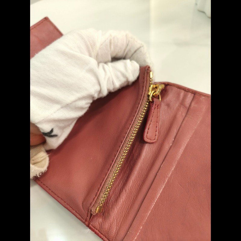 TK0818 Miu Miu 繆繆鴕鳥皮短錢包粉bu紅色 Pink Short Wallet Ostrich Skin-22