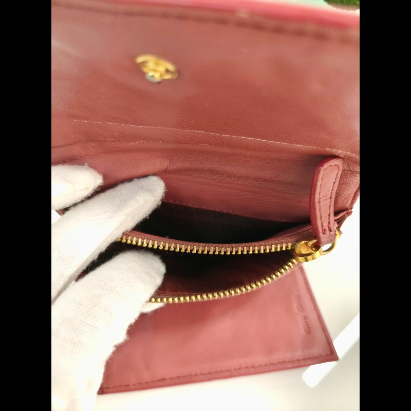 TK0818 Miu Miu 繆繆鴕鳥皮短錢包粉bu紅色 Pink Short Wallet Ostrich Skin-24