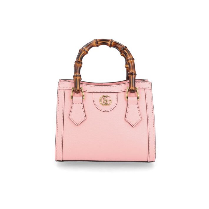 Gucci 702732 Diana 迷你竹節包 粉色 配有皮革及織帶兩款肩背帶﻿《佳節折扣》-9