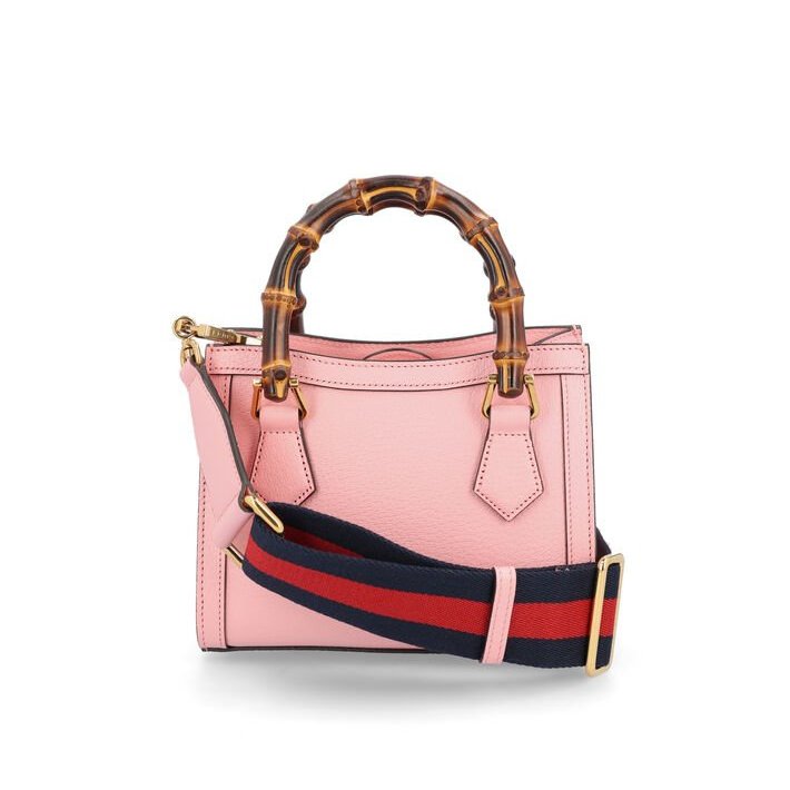 Gucci 702732 Diana 迷你竹節包 粉色 配有皮革及織帶兩款肩背帶﻿《佳節折扣》-11