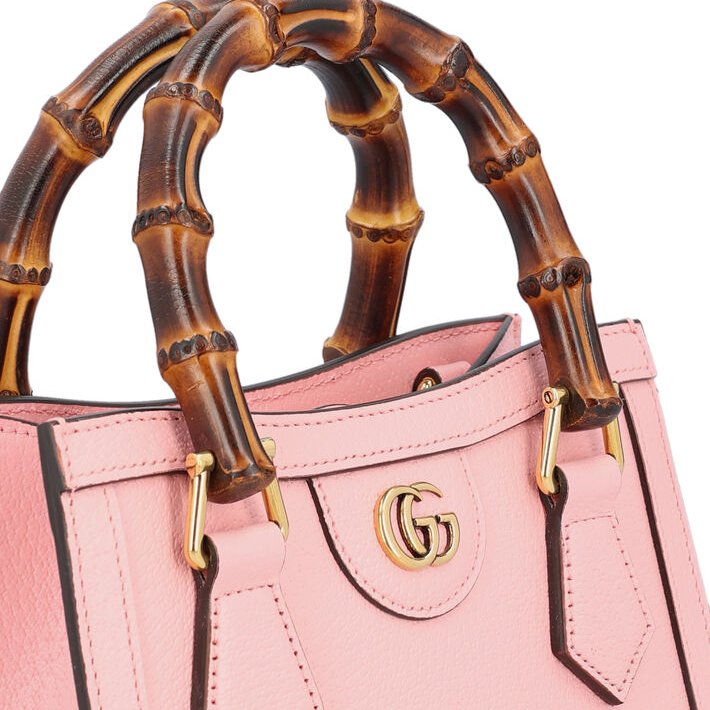 Gucci 702732 Diana 迷你竹節包 粉色 配有皮革及織帶兩款肩背帶﻿《佳節折扣》-12