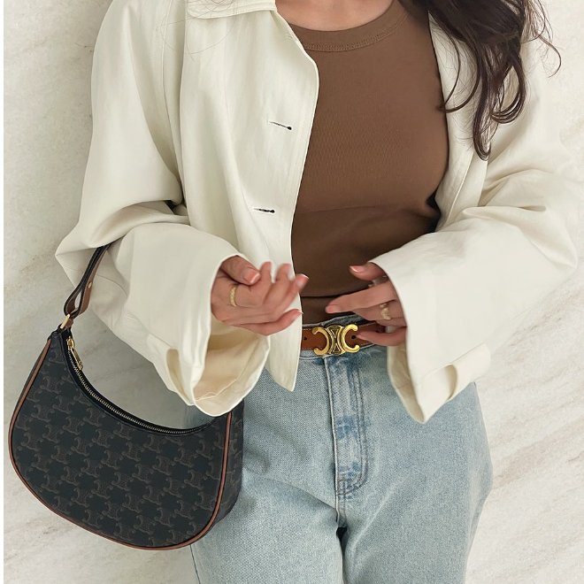 Celine 老花 Ava Triomphe 凱旋門牛角包《2024季度商品》-1