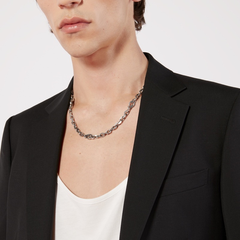 正品 GUCCI項鍊 925純銀 古巴鍊 長項鍊 616941 二手-4