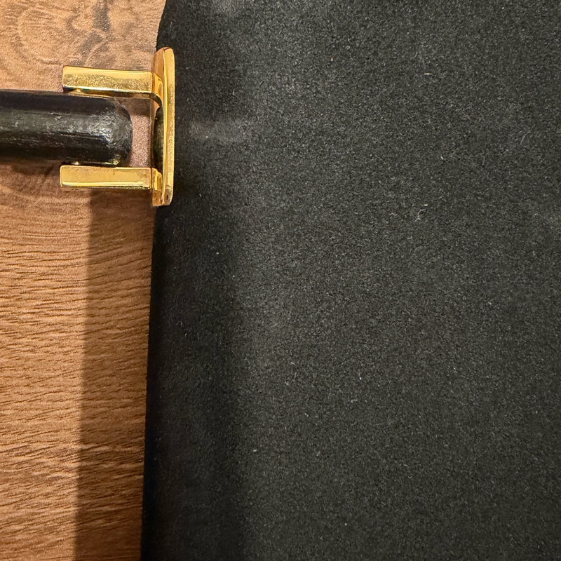 GUCCI 黑色絨面革竹節手提包-12