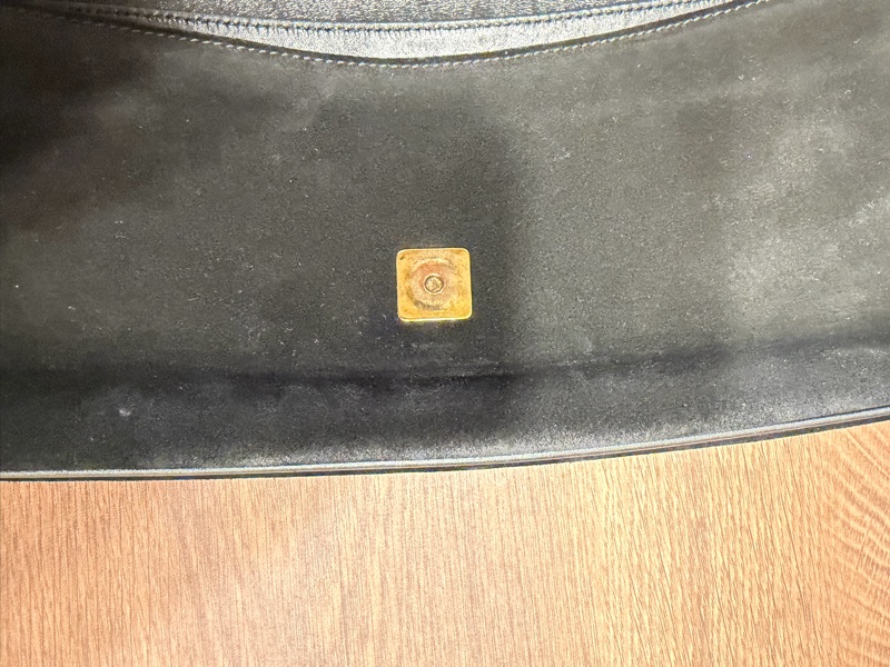 GUCCI 黑色絨面革竹節手提包-14