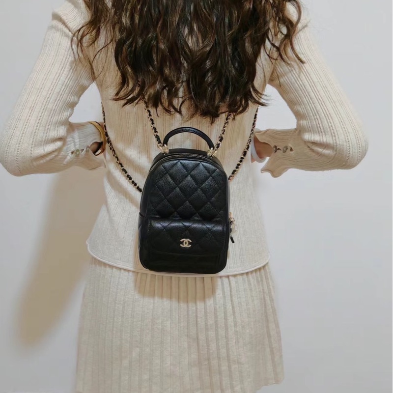 香奈兒 CHANEL 24C 新款mini荔枝金釦小書包 雙肩後背包 斜背包 ⭕️全新⭕️全配⭕️芯片款⭕️膠膜未撕⭕️-4