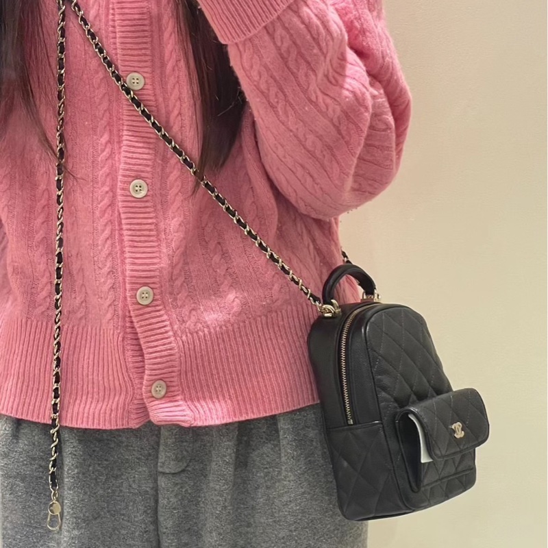 香奈兒 CHANEL 24C 新款mini荔枝金釦小書包 雙肩後背包 斜背包 ⭕️全新⭕️全配⭕️芯片款⭕️膠膜未撕⭕️-31