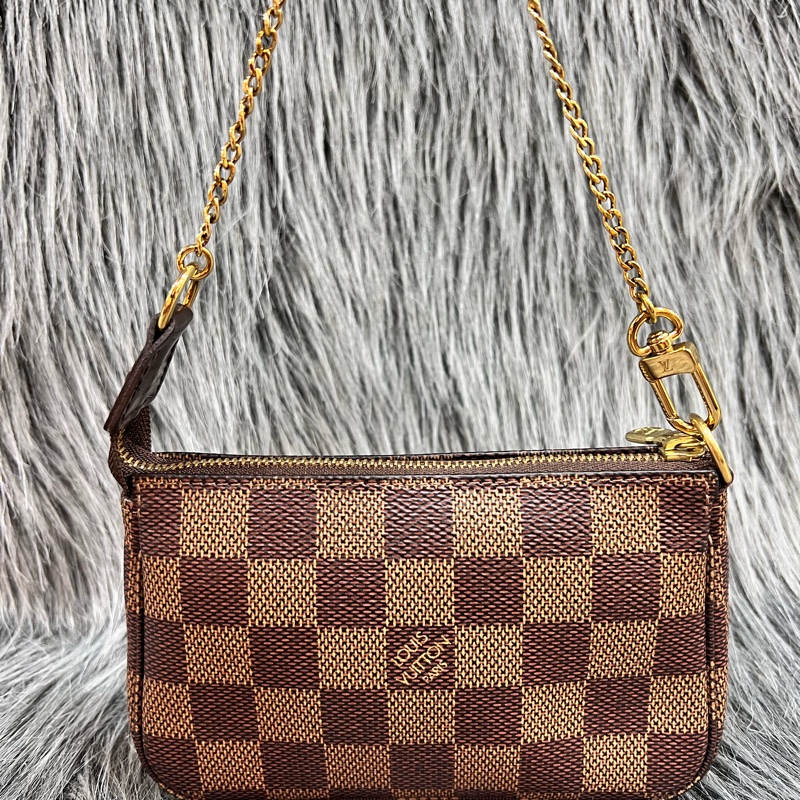 LV N58009 棋盤格 金鍊 小包 零錢包 麻將包 小廢包-0