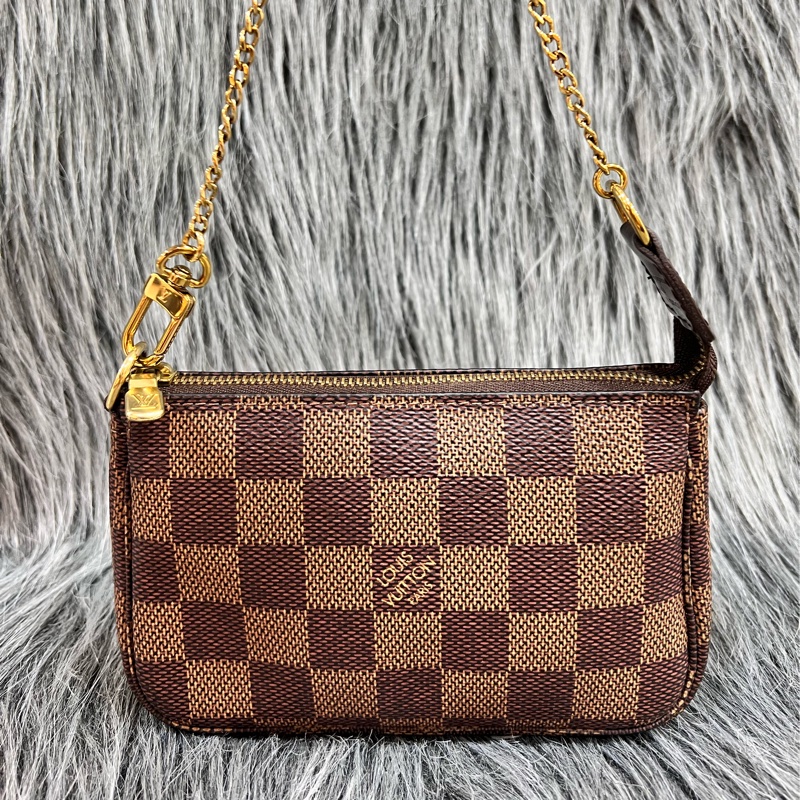 LV N58009 棋盤格 金鍊 小包 零錢包 麻將包 小廢包-1