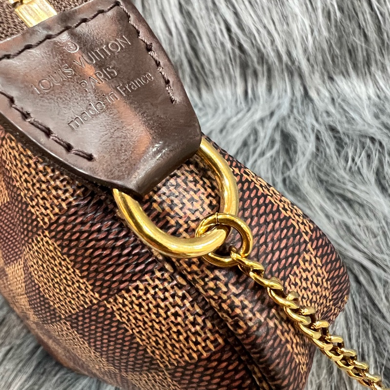 LV N58009 棋盤格 金鍊 小包 零錢包 麻將包 小廢包-11