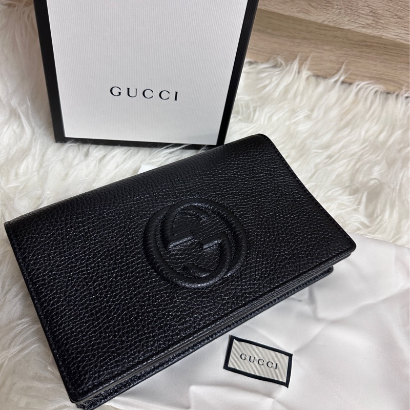 【GUCCI 古馳】598211 經典SOHO系列鍊帶WOC手拿/斜背包(黑色)-12