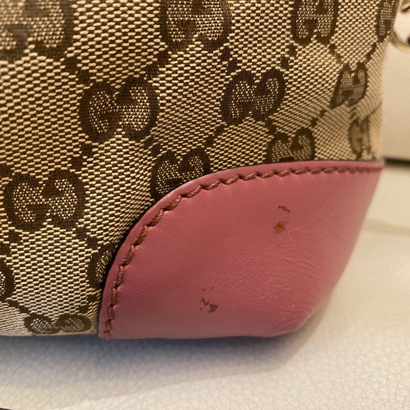 Gucci典雅高貴GG緹花布拼皮革肩背包-9